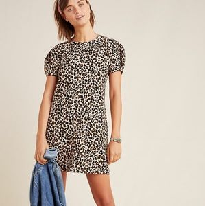 Jolene Leopard Puff-Sleeved Mini Dress